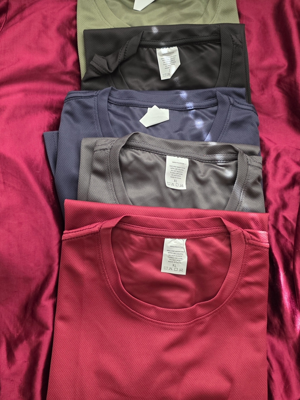 NWT- Men's Short Sleeve Performance Tee - Raspberry (5-Pack Assorted)
